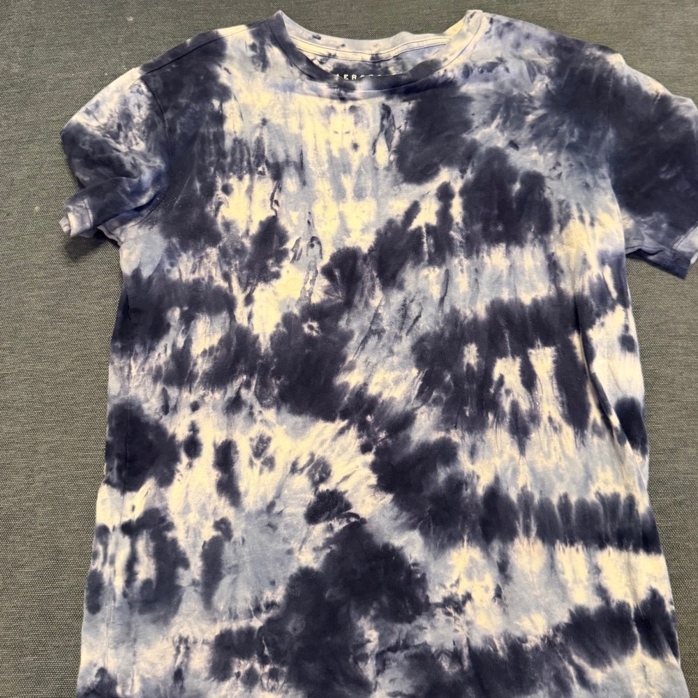 Aeropostale XS Tie Dye T-Shirt Blue White Short‎ Sleeve Crew Neck Tee